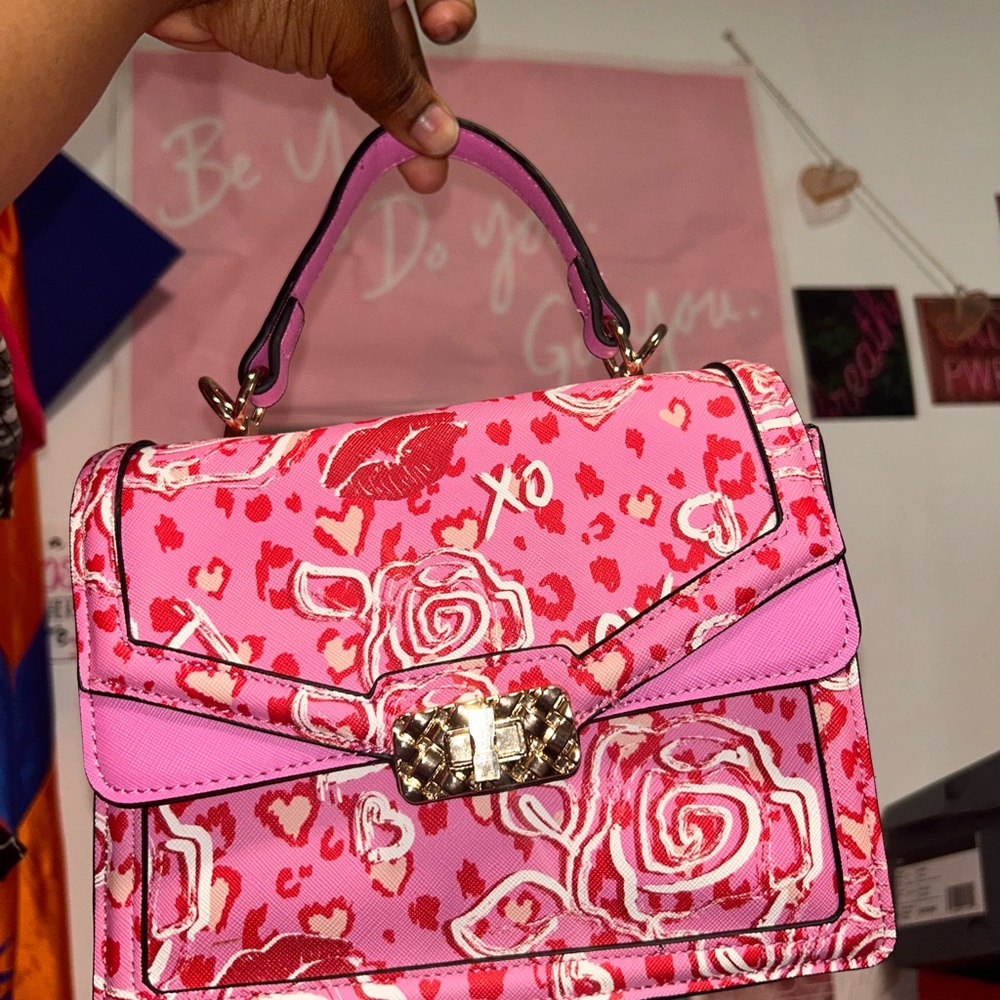 Aldo Pink and Red Floral Shoulder Bag